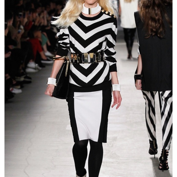 Balmain x H&M Colorblock Knit Midi Skirt Size 4 - Picture 2 of 6